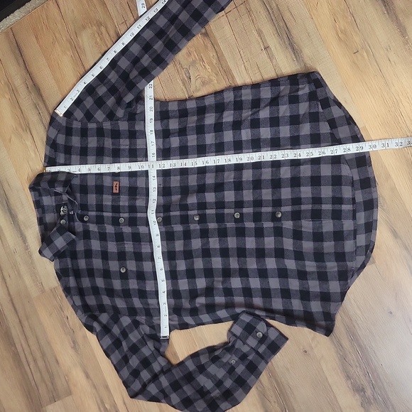 PACIFIC OUTFITTERS Black Gray Buffalo Check Plaid Cotton Flannel Button Down - Picture 10 of 11